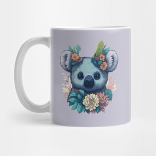 Cute Koala bear face with flowers t-shirt design, apparel, mugs, cases, wall art, stickers, travel mug Mug